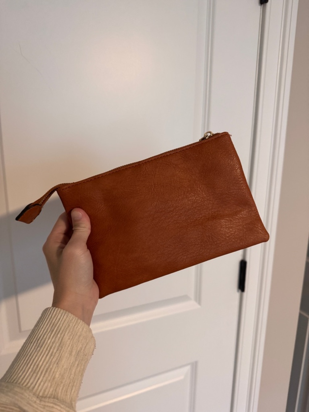 Target Brown Leather Zip Wristlet Clutch